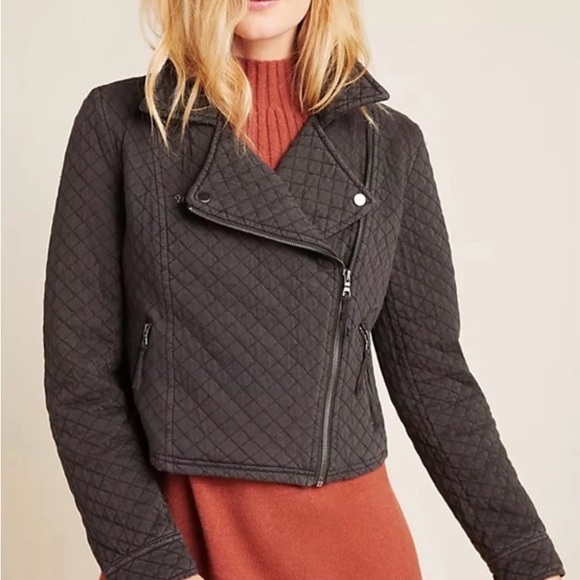 Anthropologie Marrakech Moto Jacket Quilted Black Size S- NWT - Picture 2 of 2